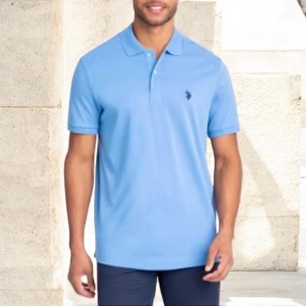 NWT U.S. Polo Assn. Men's XL Luxe Luxury Feel Polo Shirt Open Air Blue